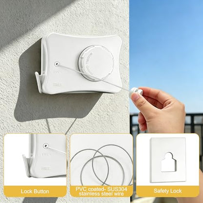 16.7 Ft Retractable Clothesline Indoor & Outdoor - size: Rectangle-White