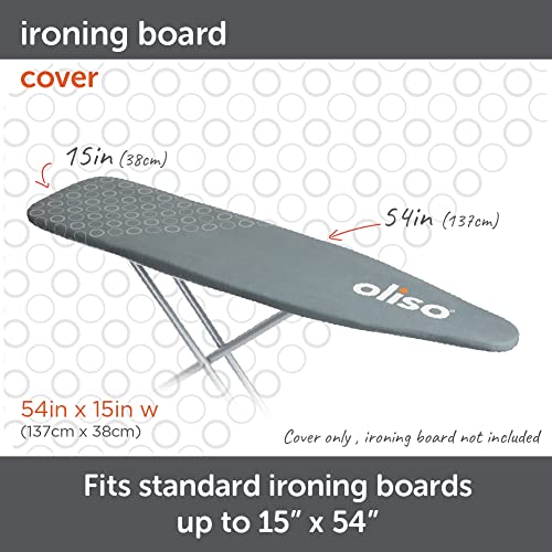 oliso Ironing Board Cover and Pad - 100% Cotton - Standard 15 x 54 - color: Gray