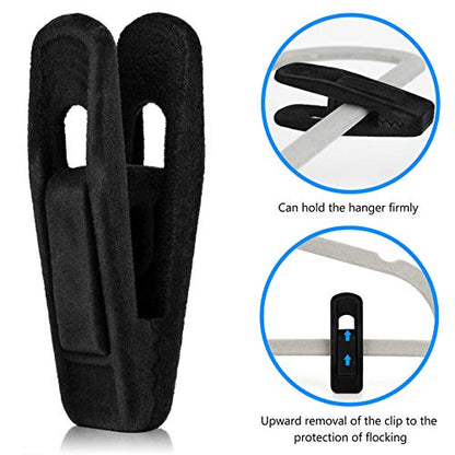 Tinfol 50pc Velvet Hanger Clips, Black Strong Finger Flocked Clips, Large Opening Clip Clothes Pin, Pants Hangers Clip for Thin Clothes Hangers - color: Black, size: 50PC