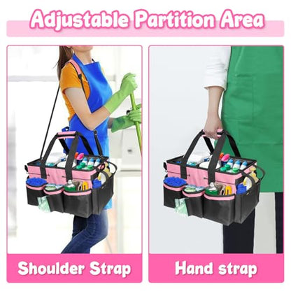 Large Cleaning Caddy Bag-Wearable, Waterproof, Heavy, Duty - color: Pink