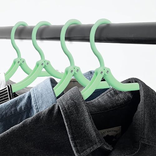 6PCS Portable Folding Clothes Hangers Clothes Drying Rack for Travel (Green) - color: Green