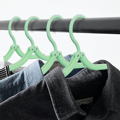 6PCS Portable Folding Clothes Hangers Clothes Drying Rack for Travel (Green) - color: Green
