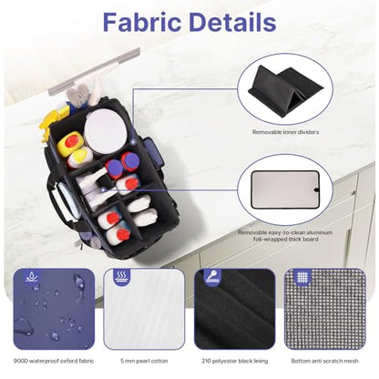 JKAOO Large Wearable Cleaning Caddy Bag with Handles, Denim Blue - color: Denim Blue