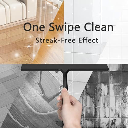 Shower Squeegee for Glass Doors, All-One-Piece Winning Silicone Squeegee - color: Black