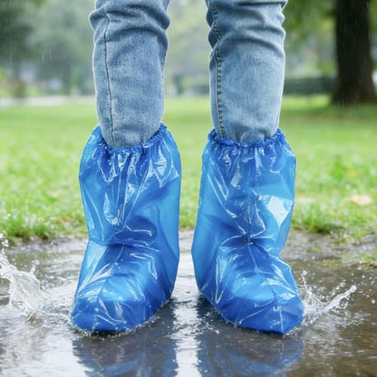 20Pcs(10 pairs) Thickened Waterproof Shoe Covers for Rain, Clear Rain Shoe Covers, One Size Fits Most - color: Blue, size: 10P M Adults