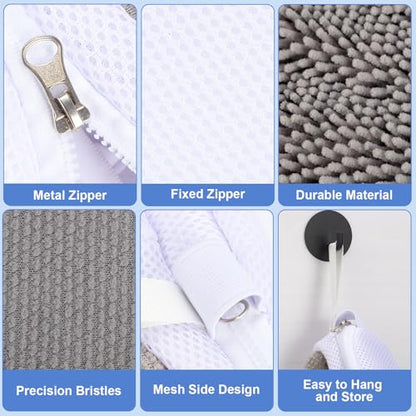 Dntorx 2 PCS Shoe Washing Machine Bags for Washer and Dryer, Grey + White - color: Grey+White