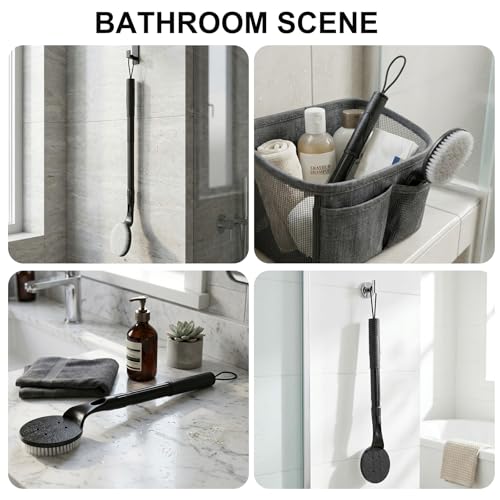 Gobiteli Back Scrubber for Shower,25" Long Handle Shower Brush for Body Exfoliator and Deep Clean,Back Washer for Shower for Men,Women and Elderly