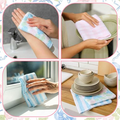 36 Pack Reusable Kitchen Cloths Cotton Towels, Pastel Hydrangea - style: Pastel Hydrangea