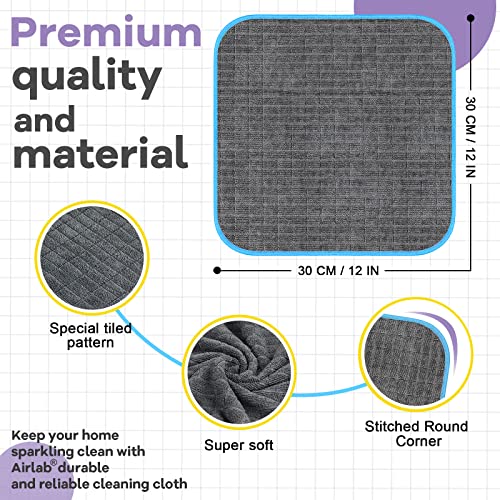 Airlab Glass Polishing Streak Free Miracle Cleaning Cloth, Grey-Yellow Blue - color: Grey-yellow Blue
