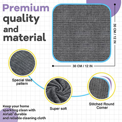 Airlab Glass Polishing Streak Free Miracle Cleaning Cloth, Grey-Yellow Blue - color: Grey-yellow Blue