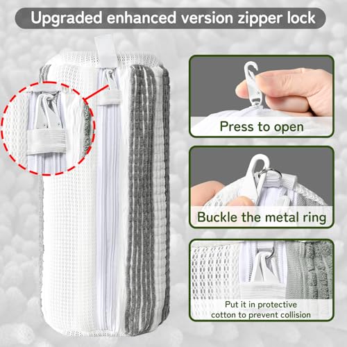 Anybar Shoe Washing Machine Bag Sneaker Laundry Bags Cleaning Shoes- for Washer and Dryer Microfiber Sneakers Shoe Wash Bag with Self Locking Zipper 2PCS Reusable Cleaner Bags (Grey White) - color: Grey White