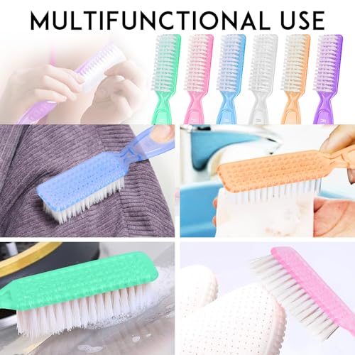 HOFASON 6 Pack Nail Brush for Cleaning Fingernails, Nail Brush Handle Grip Brush for Nail and Toenail Foot, Nail Dust Brush Manicure Pedicure Tools Scrubbing Brush Women Men Home Salon (Clear) - color: Clear