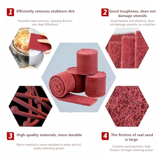 4Pcs Sandpaper Roll,Scouring Pad,3.5"x39.9" Each