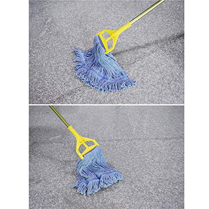 String Mop Heads Replacement Heavy Duty Commercial Grade Blue Cotton Looped End Wet Industrial Cleaning Mop Head Refills (4, Medium) - color: 4 Pieces Pack, size: Medium (Pack of 4)