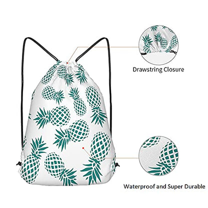 Pineapple Drawstring Bags Backpack Bag Summer Beach Tropical Fruit Fresh Botanical Plant Geometric Style Sport Gym Sack Drawstring Bag String Bag Yoga Bag for Men Women - color: Multi-a160