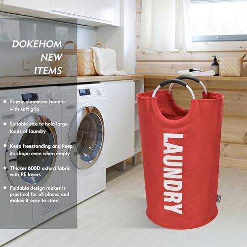 DOKEHOM 125L X-Large Laundry Basket Bag, Collapsible Tall Hamper, Red - color: Red, size: 125L