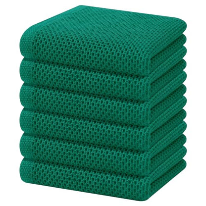 Homaxy 100% Cotton Waffle Weave Kitchen Dish Towels 6-Pack, Dark Green - color: Dark Green, size: 13 X 28 - 6 Pack