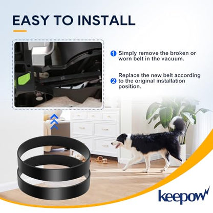 KEEPOW Vacuum Belt Compatible with Eureka Airspeed Compact Bagless Upright - size: 2*Belts