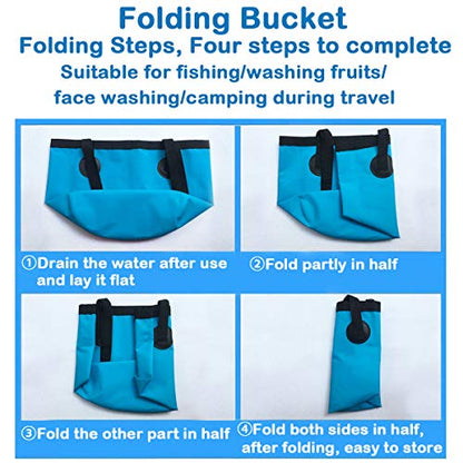 Sunglow Collapsible Fishing Bucket, 3&5 Gallons Multifunctional Portable Wash Basin - Folding Water Container for Camping-Gardening - color: 20l/5gallon(blue)