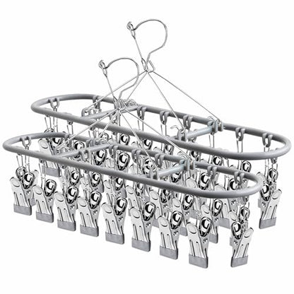 sock hanger for drying bra rack underwear panty baby legging hanging dryer - color: Dark Gray (20 Clips) (2pcs)