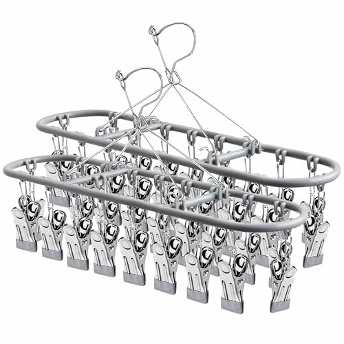 sock hanger for drying bra rack underwear panty baby legging hanging dryer - color: Dark Gray (20 Clips) (2pcs)