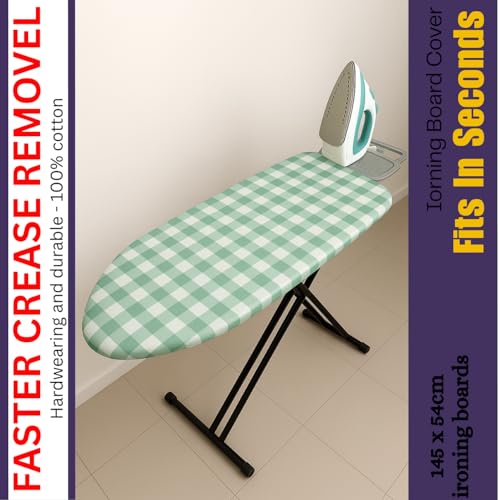 Smartfit Extra Large Ironing Board Cover | 15" x 54" XL Ironing Board Cover - Elasticated Heat Resistant Cover (Square Box Design, 15" x 54") - color: Square Box Design