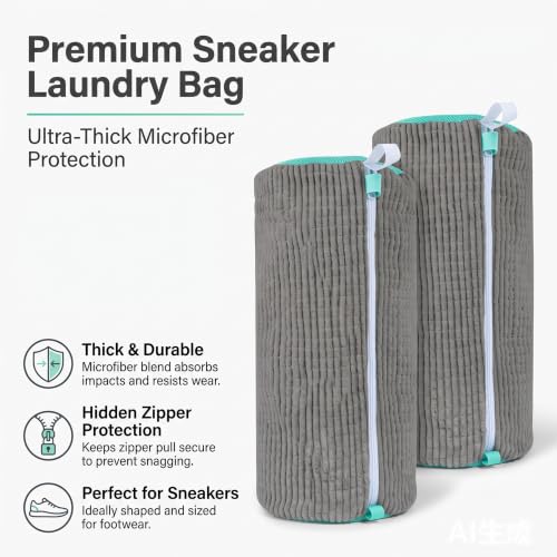Shoes Washing Bag(2Pcs) Durable Sneaker Laundry Bag for Washer Dryer (Grey) - color: Grey