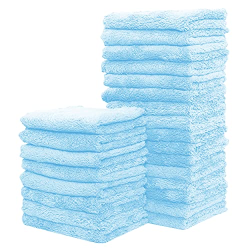24 Pack Kitchen Dishcloths - Does Not Shed Fluff - Reusable Dish Towels, Dish cloths, Super Absorbent Coral Fleece Cleaning Cloths, Nonstick Oil Washable Fast Drying, 7 x 9 Inch (Aquamarine) - color: Aquamarine, size: 7 x 9 Inch