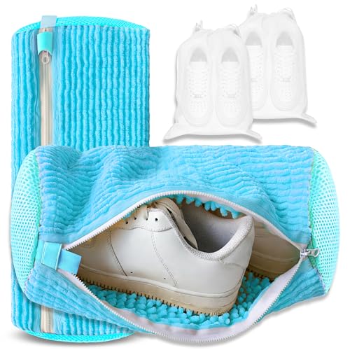 2Pcs Reusable Shoe Washing Machine Bag for Washer and Dryer:Free Up Hands, Prevent Deformation,shoe bag with Zipper Protection Design, Use for all Shoes,Sports Shoes - color: D-2Pcsf-Blue
