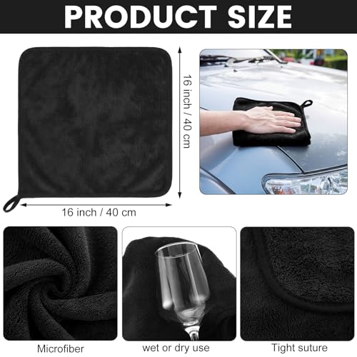 Tallew 60 Pcs Microfiber Towels Bulk Car Drying Cloth, Black - color: Black