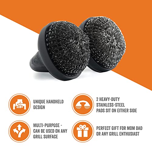 Yukon Glory BBQ Grill Brush, Double Stainless Steel Cleaning Pads