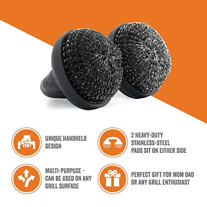 Yukon Glory BBQ Grill Brush, Double Stainless Steel Cleaning Pads