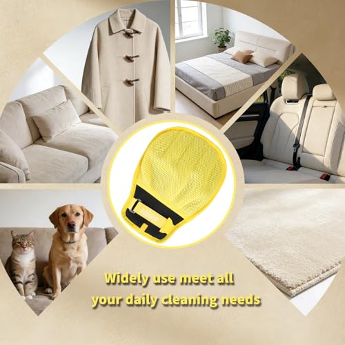 VINGER Pet Hair Removal Glove for Cats & Dogs, Electrostatic Pet Hair Gloves with Adjustable Wristband, Five-Finger Magic Brush Remover Tool for Laundry, Carpet, Couch, Car Seats & Clothing (Yellow) - color: Goldfinch