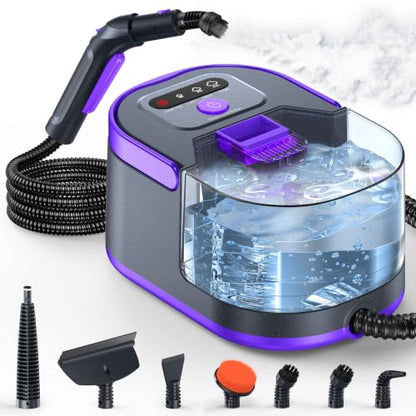 Handheld Steam Cleaner, Portable Deep Cleaning Steamer for Home & Car Use - color: Purple
