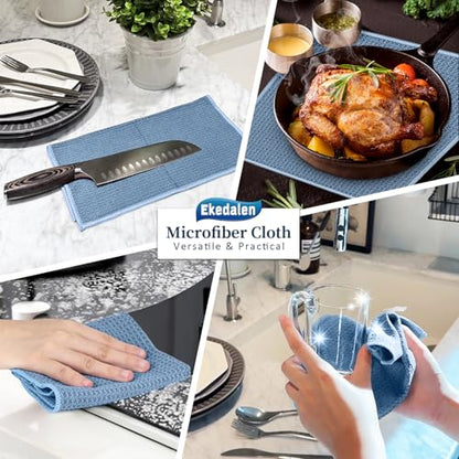 Ekedalen Microfiber Cleaning Cloth Lint Free Glass Polish, Blue - color: Blue
