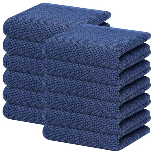 Homaxy 100% Cotton Waffle Weave Kitchen Dish Towels 12-Pack, Navy Blue - color: Navy Blue, size: 13 X 28 - 12 Pack