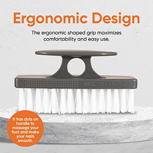 Superio Stiff Nail Brush Cleaner with Handle- 3 Pack Durable Brush Scrubber to Clean Toes, Fingernails, Hand Scrubber All Surface Cleaning, White Heavy Duty Scrub Brush Stiff Bristles, Easy to Hold - color: Gray, size: 3 Pack