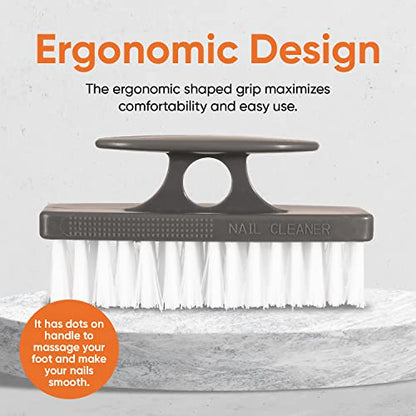 Superio Stiff Nail Brush Cleaner with Handle- 3 Pack Durable Brush Scrubber to Clean Toes, Fingernails, Hand Scrubber All Surface Cleaning, White Heavy Duty Scrub Brush Stiff Bristles, Easy to Hold - color: Gray, size: 3 Pack