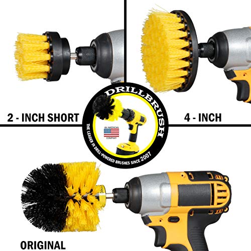 Drill Brush Attachment - Toilet Brush Cleaning Supplies - Grout Cleaner - color: Yellow