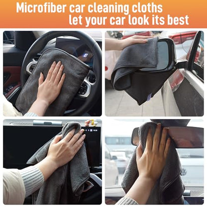 SINLAND Microfiber Car Drying Towels Detailing 16 x 24inch 6 Pack Grey