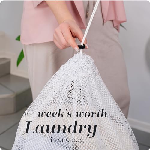Handy Laundry Mesh XL Laundry Bag 24"x36" 2-Pack, Heavy Duty, White - color: White