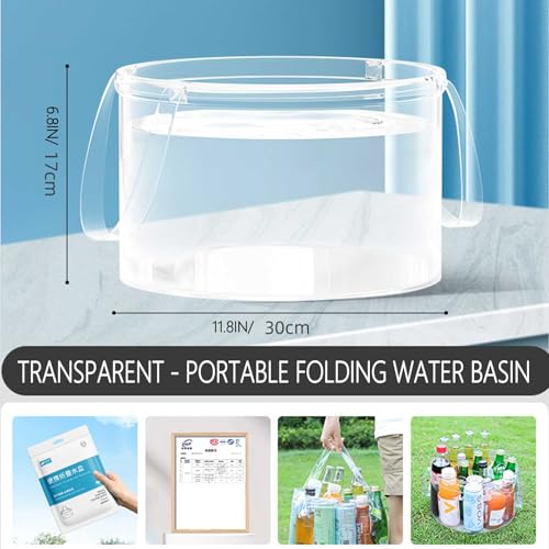 2-Pack Collapsible Bucket, 3 Gallon (12L) Portable Space-Saving Water Basin, Heavy-Duty Folding Pail with Sturdy Handle for RV Camping, House Cleaning, Car Washing & Ice Cooler