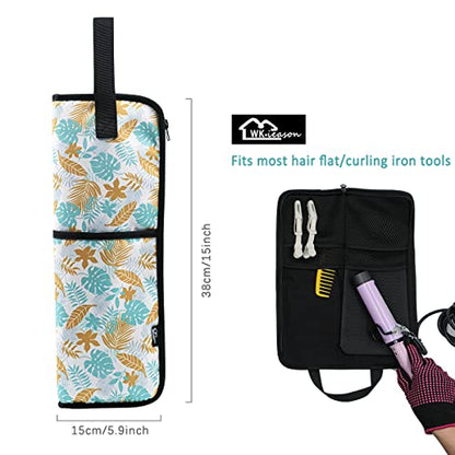 WK IEASON Curling Iron Travel Bag Heat Resistant Hair Tools Travel Bag - color: Black check-Fabric bag