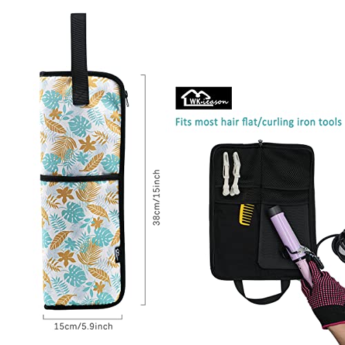 WK IEASON Curling Iron Travel Case Heat Resistant Hair Tools Travel Bag - color: Leavies-Fabric bag