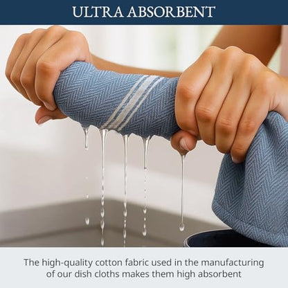 LANE LINEN Absorbent Kitchen Towels 100% Cotton Lint-Free 12 Pack - color: 07: Indigo, size: 12 Pack