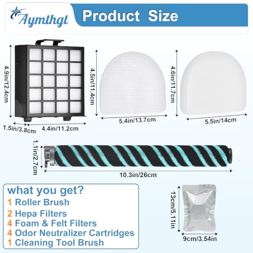 12 Pack AZ4002 Roller and Filter Replacement Set for Shark AZ4000
