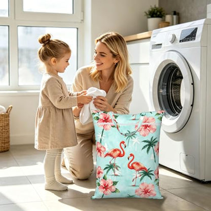 Tropical Trees Flamingo Summer Beach Travel Laundry Bags Cloth Diaper Wet Bags Handle Washable Dirty Clothes Bags Wet Dry Bag Suitcase Gym Swimming Pool College Dorm Wet Bag - color: 1 PC10, size: One Size