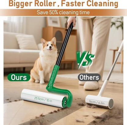 VOUBIEN 10" Large Lint Roller for Pet Hair,Giant Roller for Floor,Carpets - color: Green