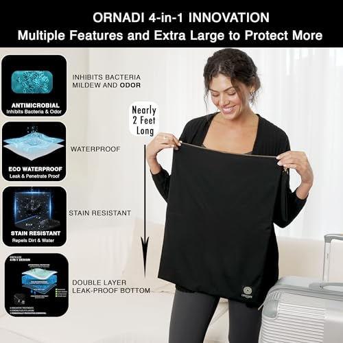 Ornadi XL Antimicrobial Waterproof Travel Laundry Bag Odor Mildew Control
