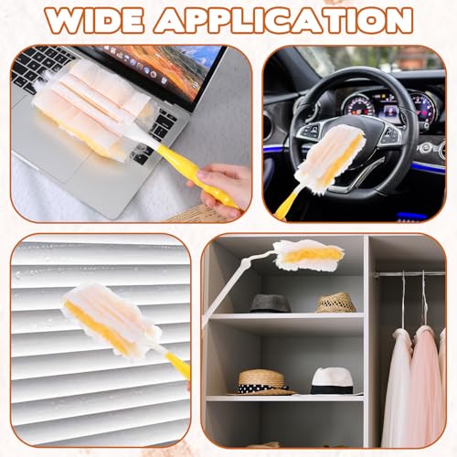 2Pcs Replacement Handles Compatible with Swiffer Duster Refill, Duster Extendable Handle, Adjustable Length Handles Only (Telescopic Handle + Short Handle